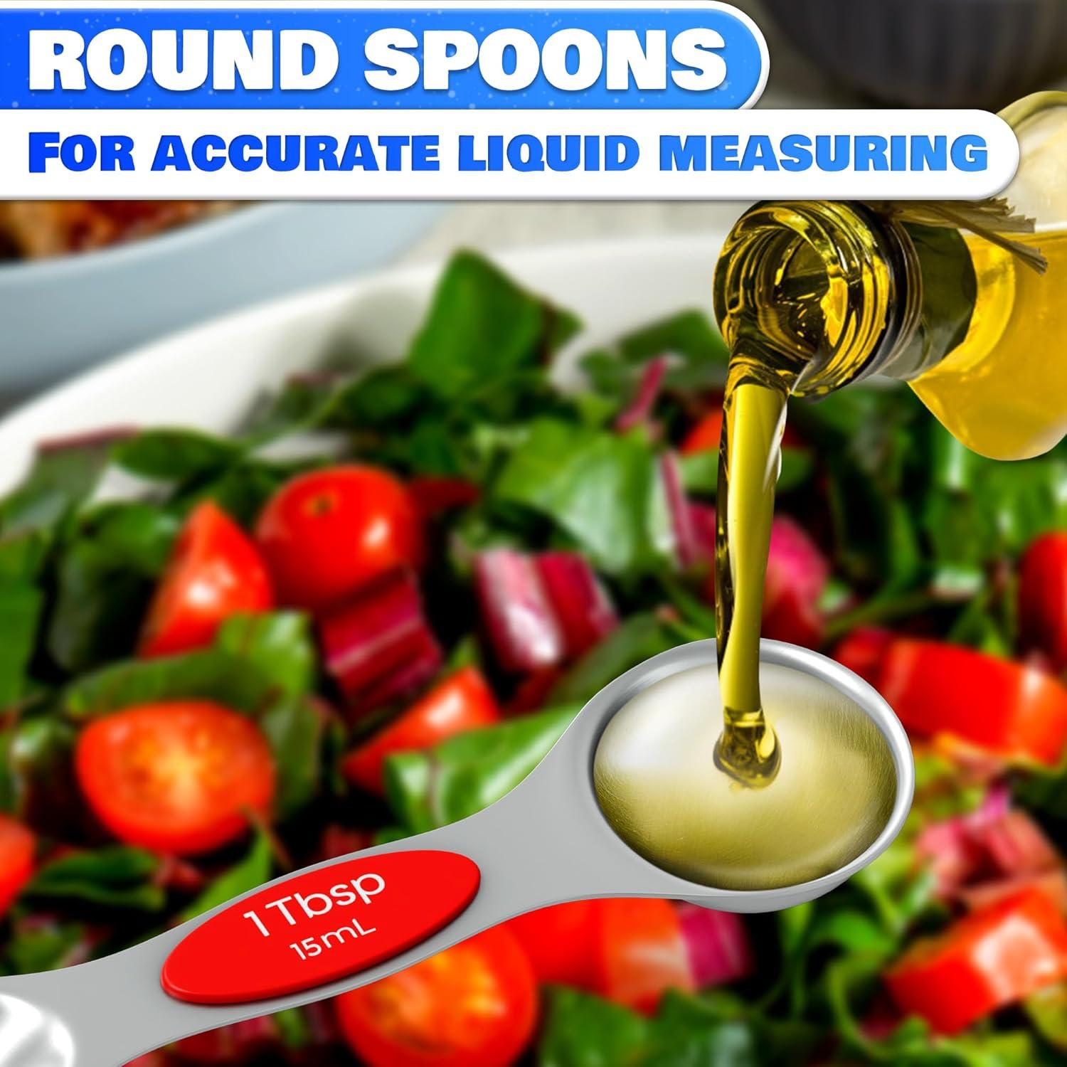 Juego de Cucharas Medidoras Magnéticas HYQO 8 Pcs Acero Inoxidable