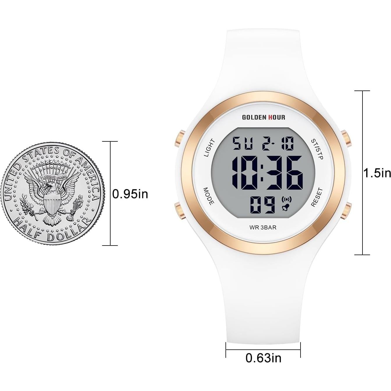 Reloj Digital Deportivo GOLDEN HOUR para Mujeres Blanco