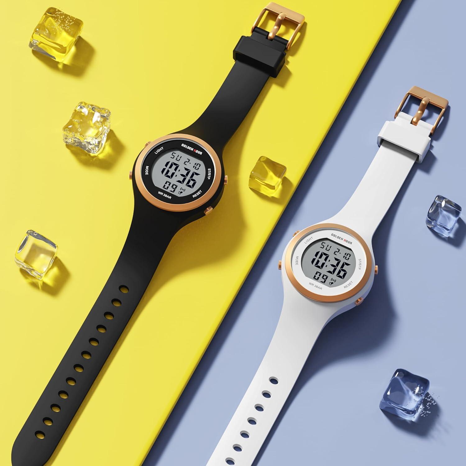 Reloj Digital Deportivo GOLDEN HOUR para Mujeres Blanco