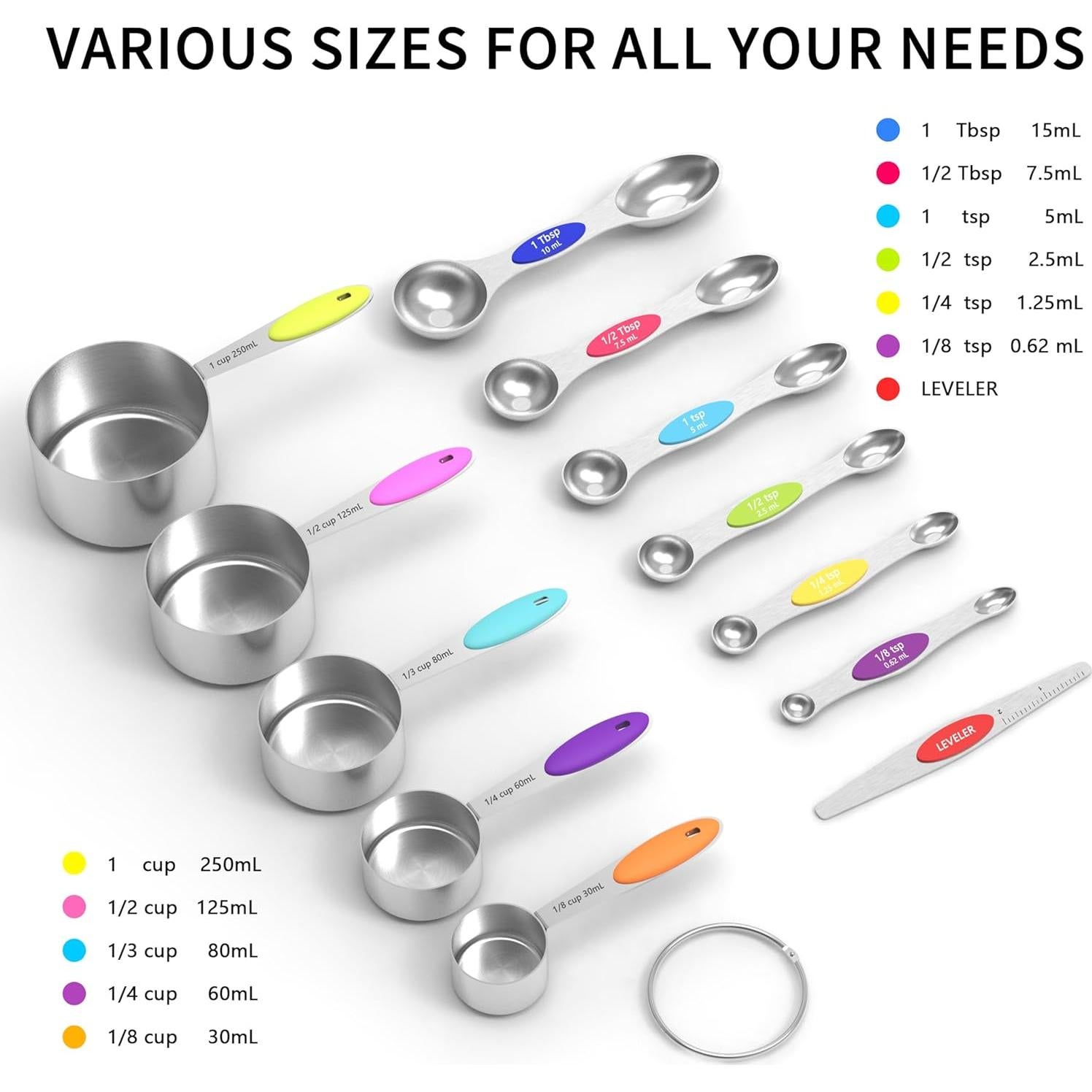 Juego de tazas y cucharas medidoras TILUCK acero inoxidable