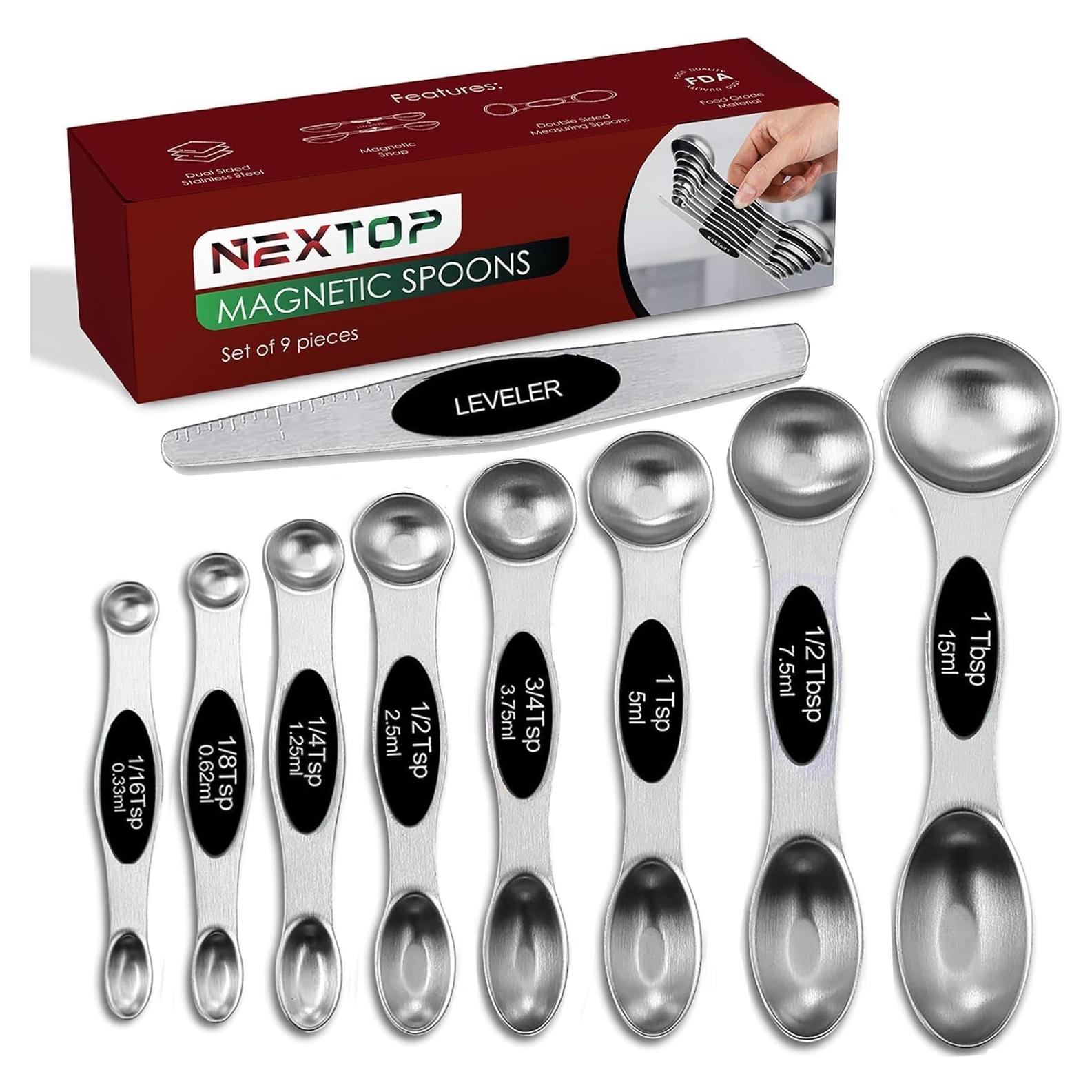 Juego de Cucharas Medidoras Nextop Acero Inoxidable 9 Piezas