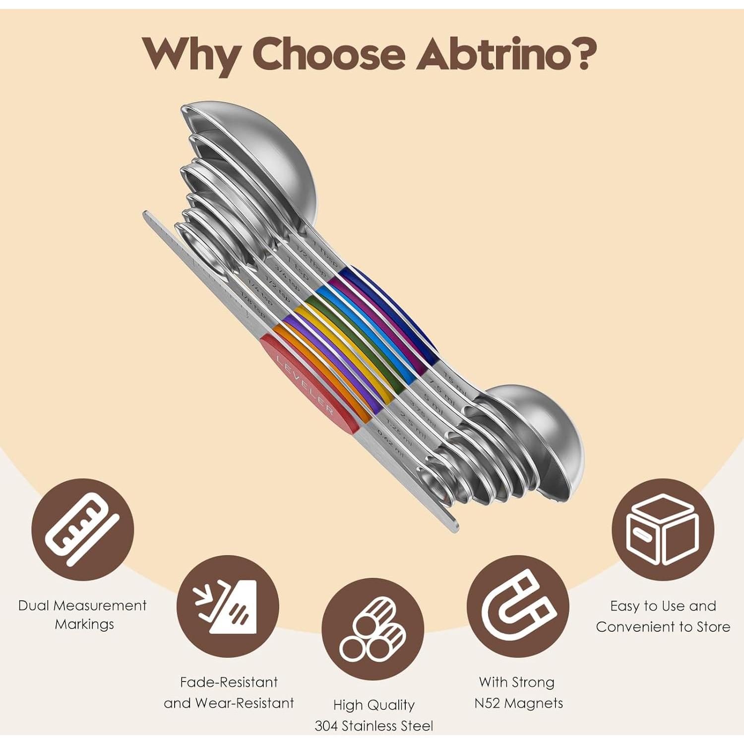 Juego de Cucharas Medidoras Magnéticas Abtrino - Acero Inoxidable