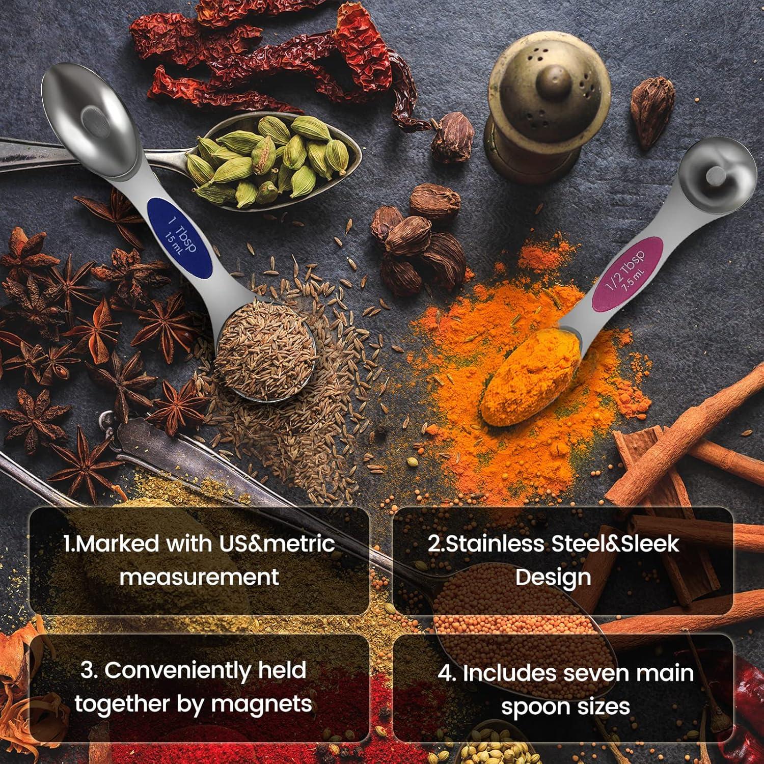 Juego de Cucharas Medidoras Magnéticas RMERVE 8 Piezas