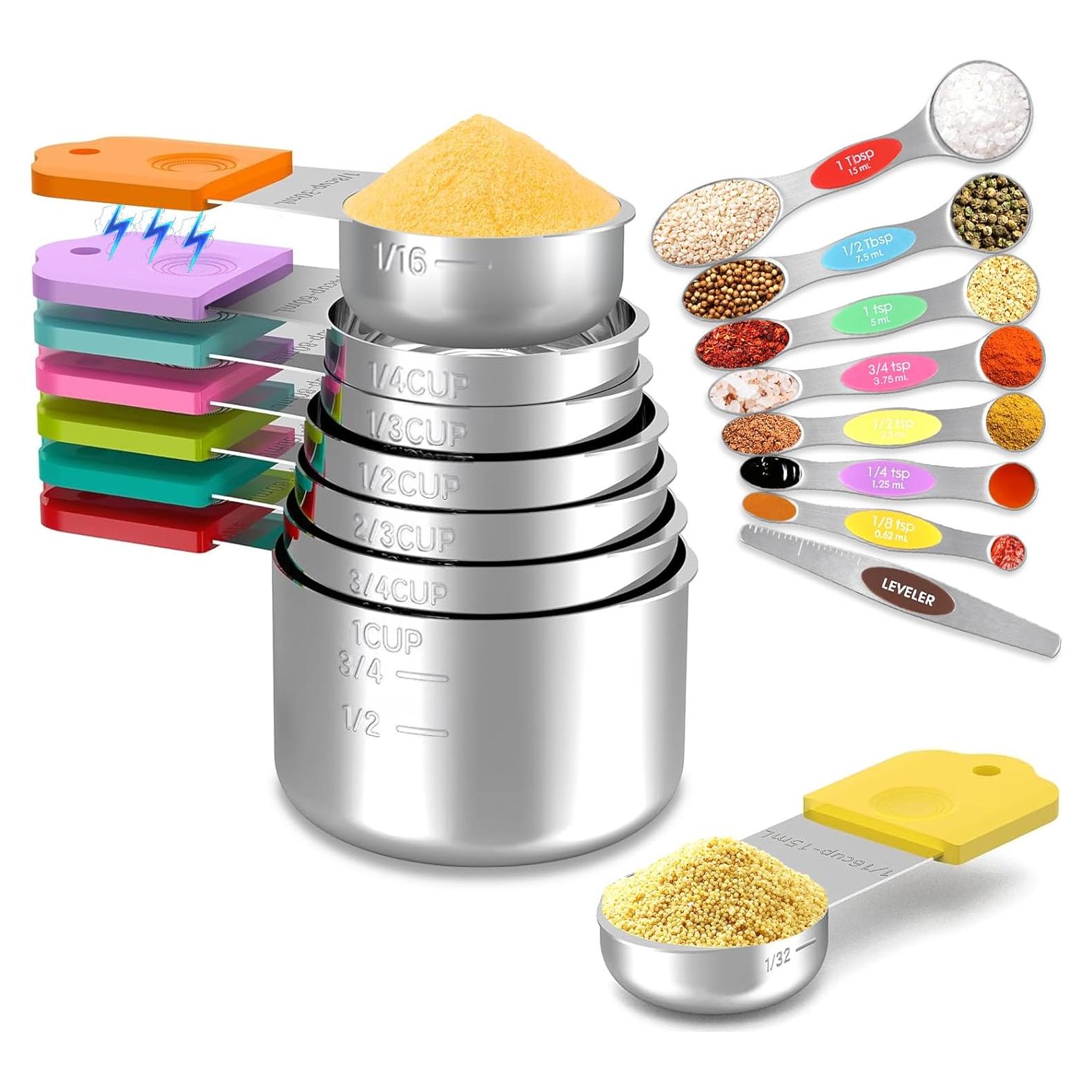 Juego de Tazas y Cucharas Medidoras Fanadith 16 Piezas