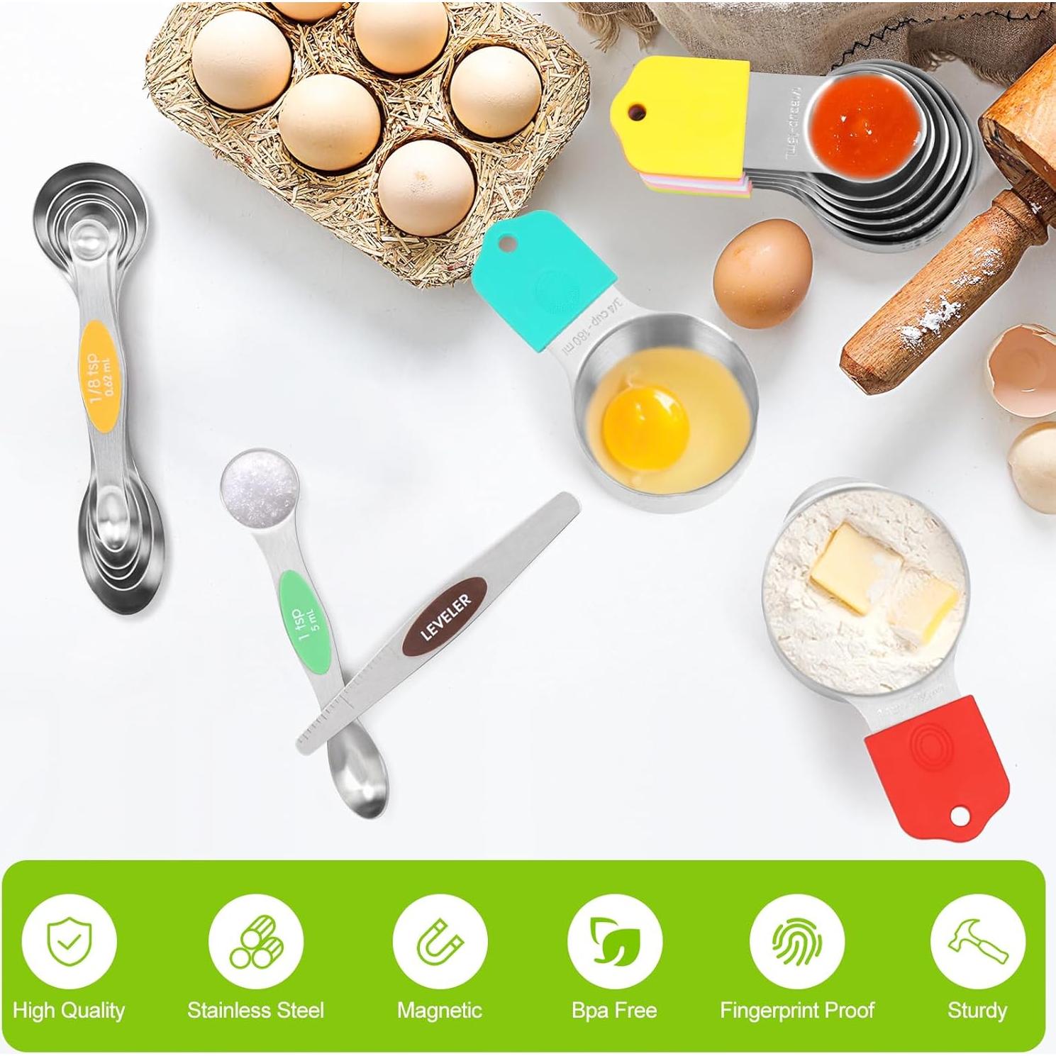 Juego de Tazas y Cucharas Medidoras Fanadith 16 Piezas