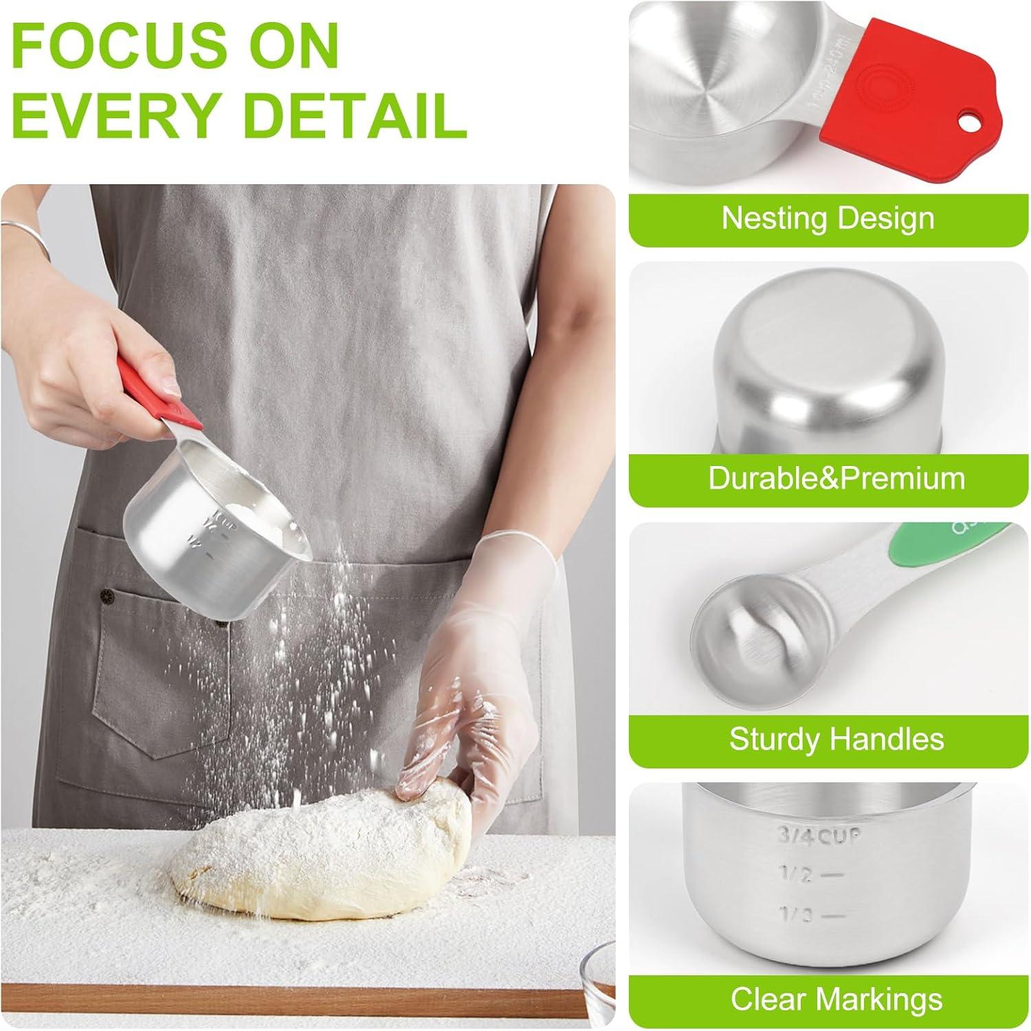 Juego de Tazas y Cucharas Medidoras Fanadith 16 Piezas