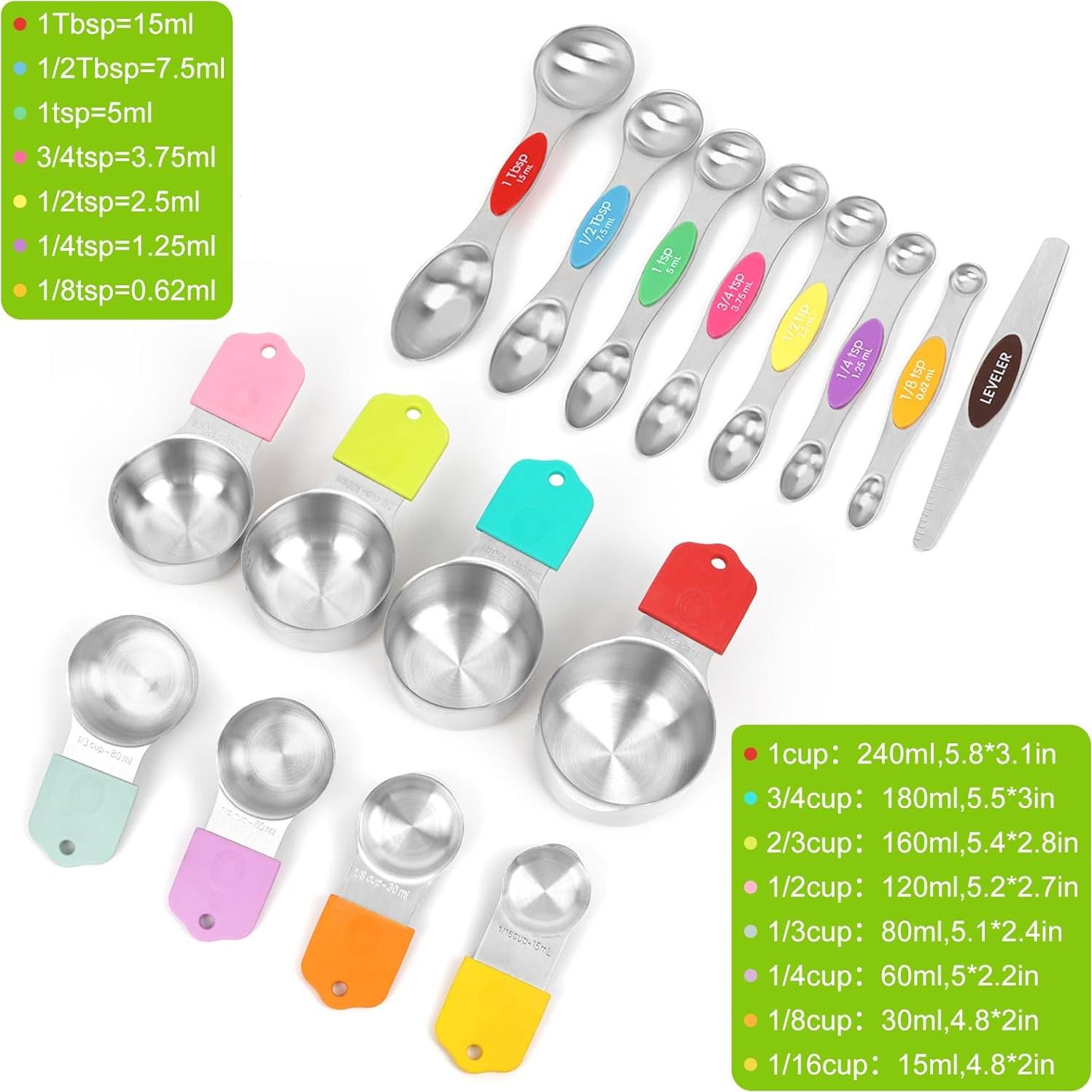 Juego de Tazas y Cucharas Medidoras Fanadith 16 Piezas