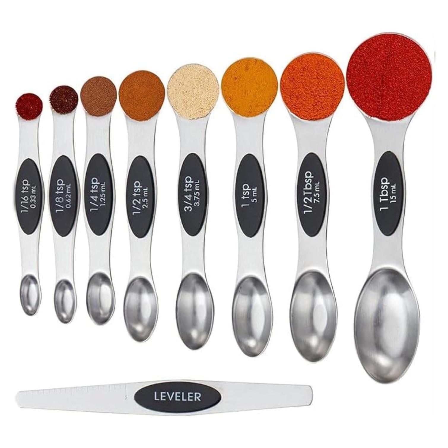 Juego de Cucharas Medidoras Magnéticas Rimaxao 9 Piezas Acero Inoxidable
