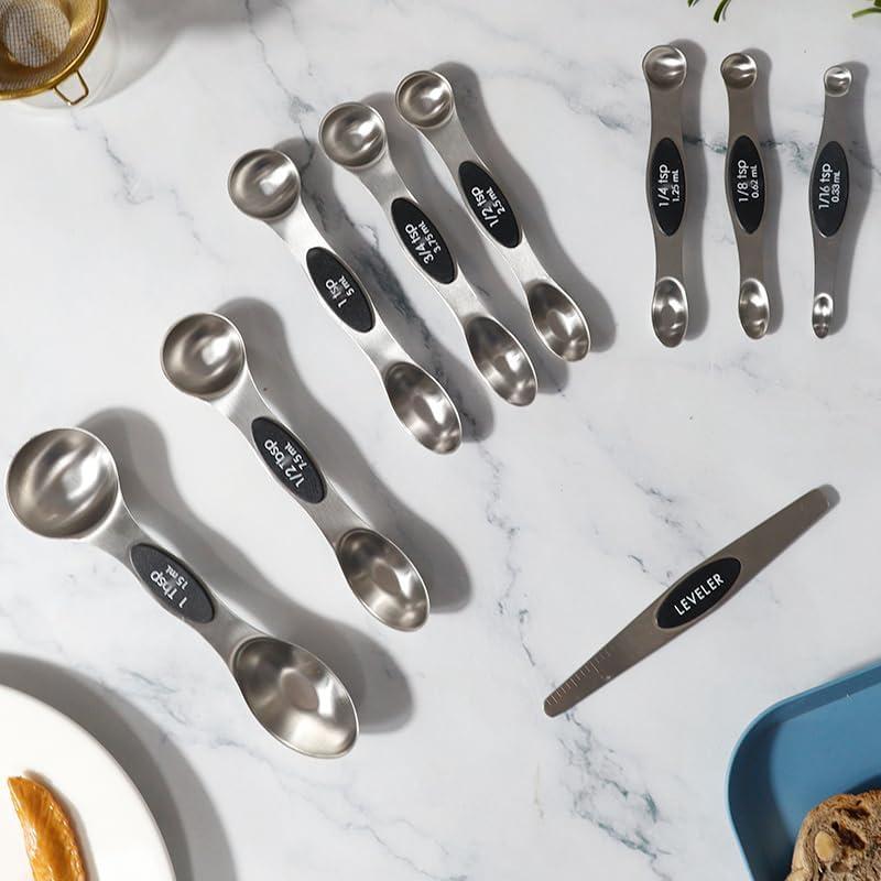 Juego de Cucharas Medidoras Magnéticas Rimaxao 9 Piezas Acero Inoxidable