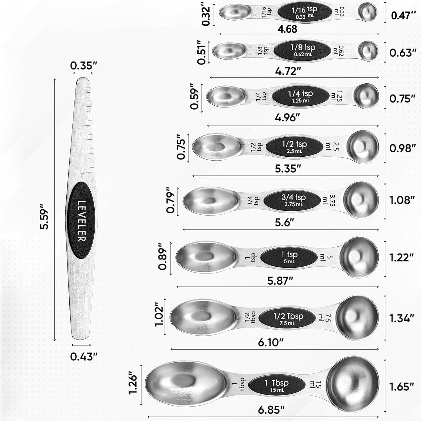Juego de Cucharas Medidoras Magnéticas Ankeyang Acero Inoxidable