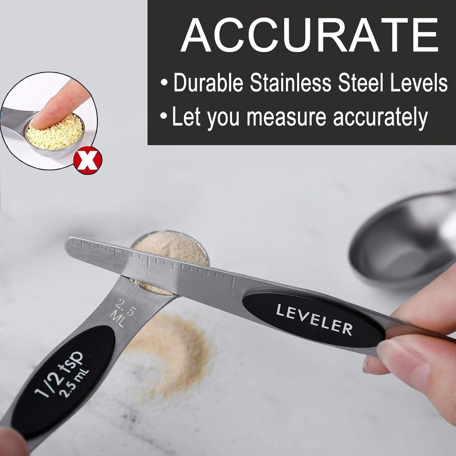 Juego de Cucharas Medidoras Magnéticas Ankeyang Acero Inoxidable