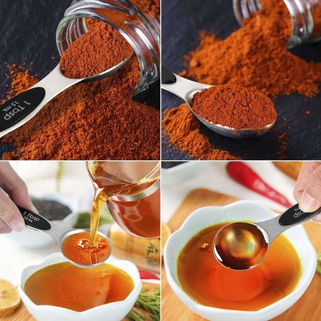 Juego de 16 Tazas y Cucharas de Medición KELOFKO Acero Inoxidable