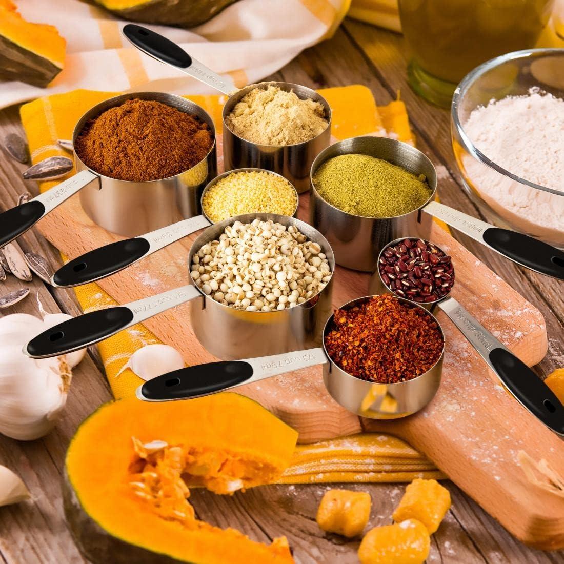 Juego de 16 Tazas y Cucharas de Medición KELOFKO Acero Inoxidable