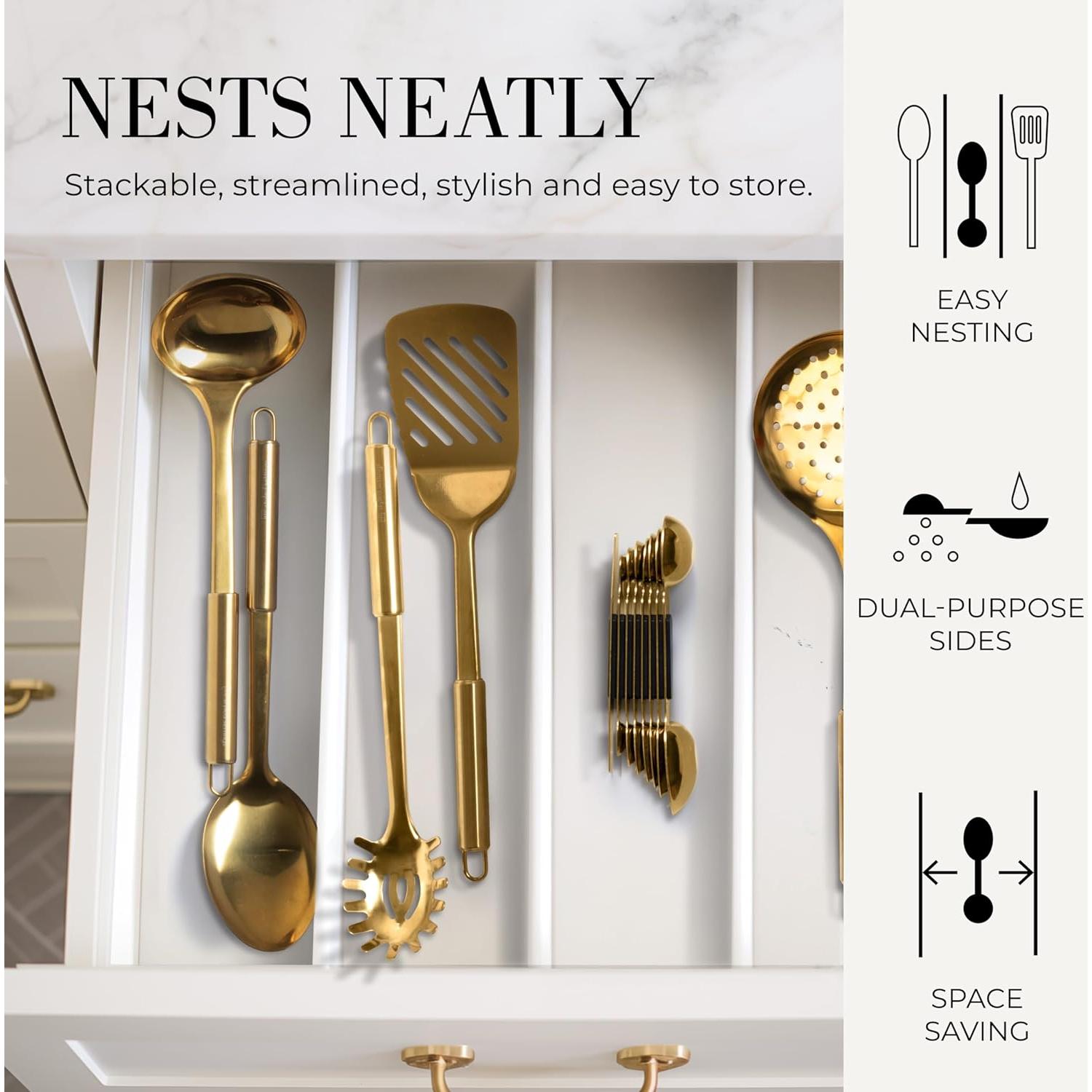 Cucharas Medidoras Magnéticas Doradas Styled Settings 8 Pzas