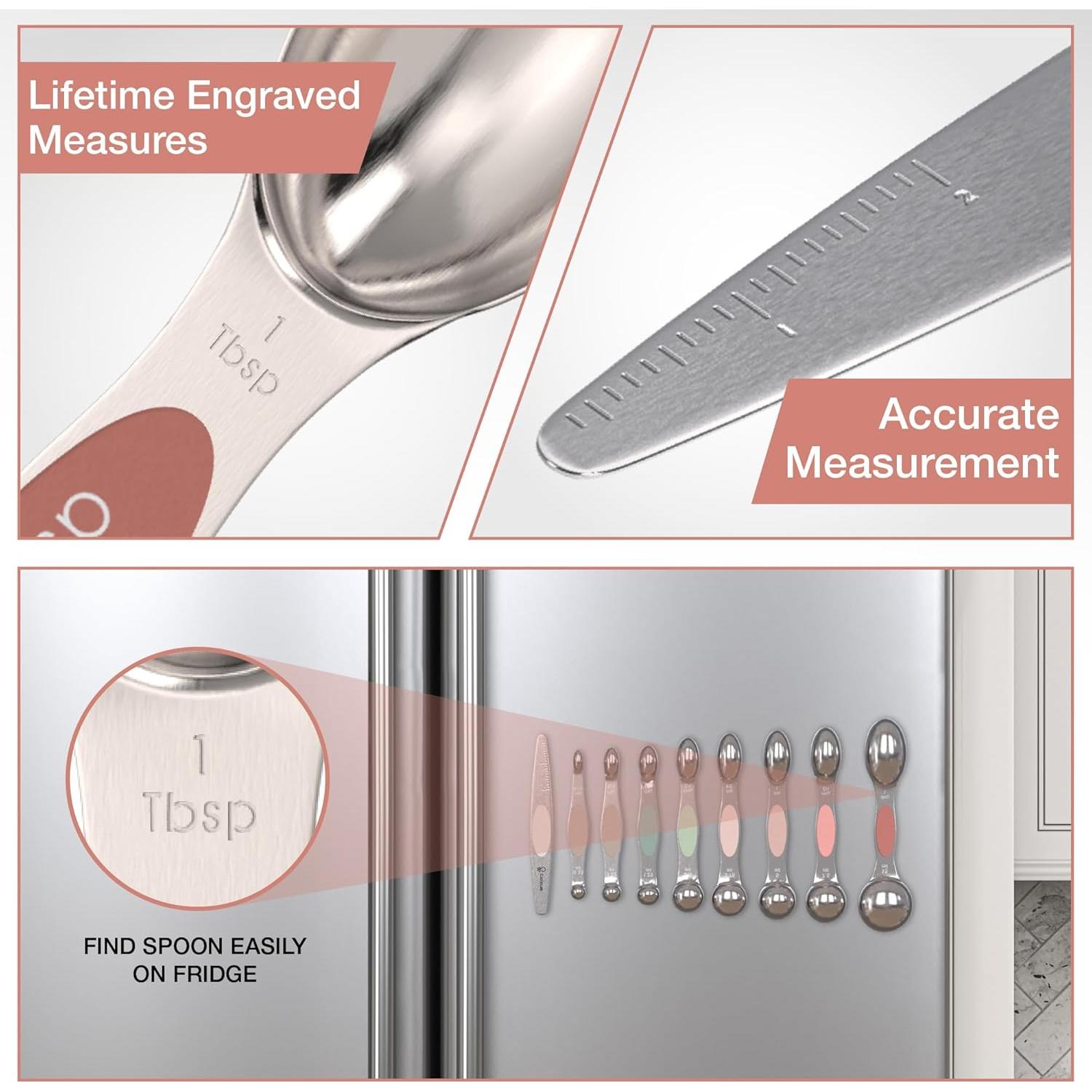 Juego de Cucharas Medidoras Magnéticas CuttleLab 9 Piezas