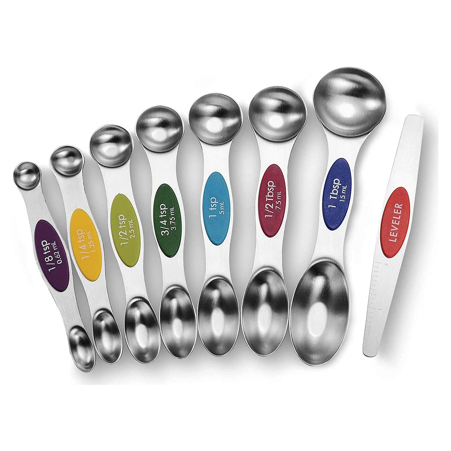 Juego de Cucharas Medidoras Magnéticas Acero Inoxidable 8 Pzas