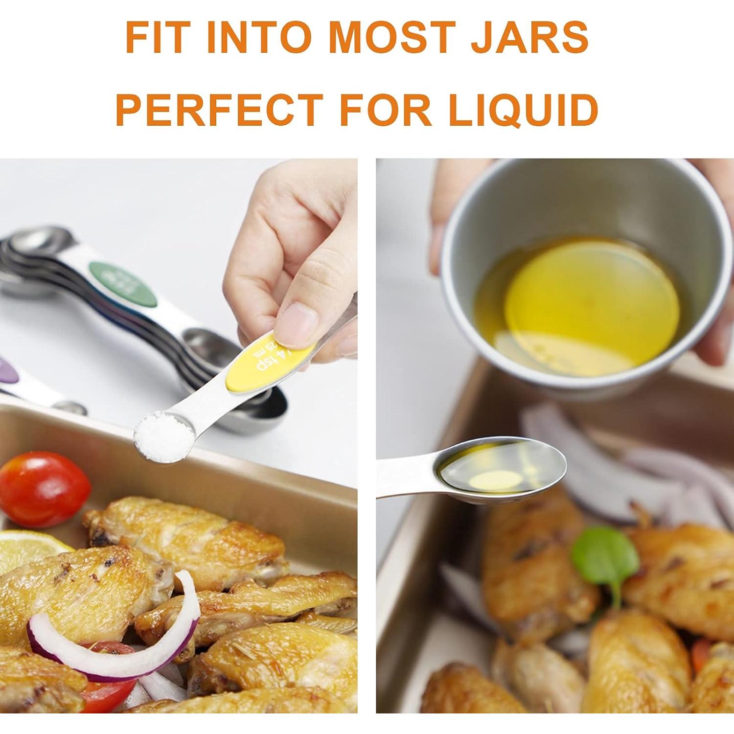 Juego de Cucharas Medidoras Magnéticas Acero Inoxidable 8 Pzas