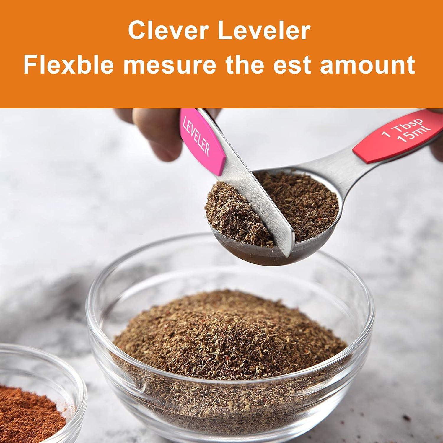 Juego de Cucharas Medidoras Magnéticas Acero Inoxidable 8 Pzas