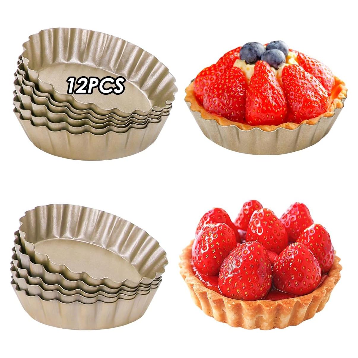 Set 12 Moldes para Tartas 3" Swetwiny Acero al Carbono