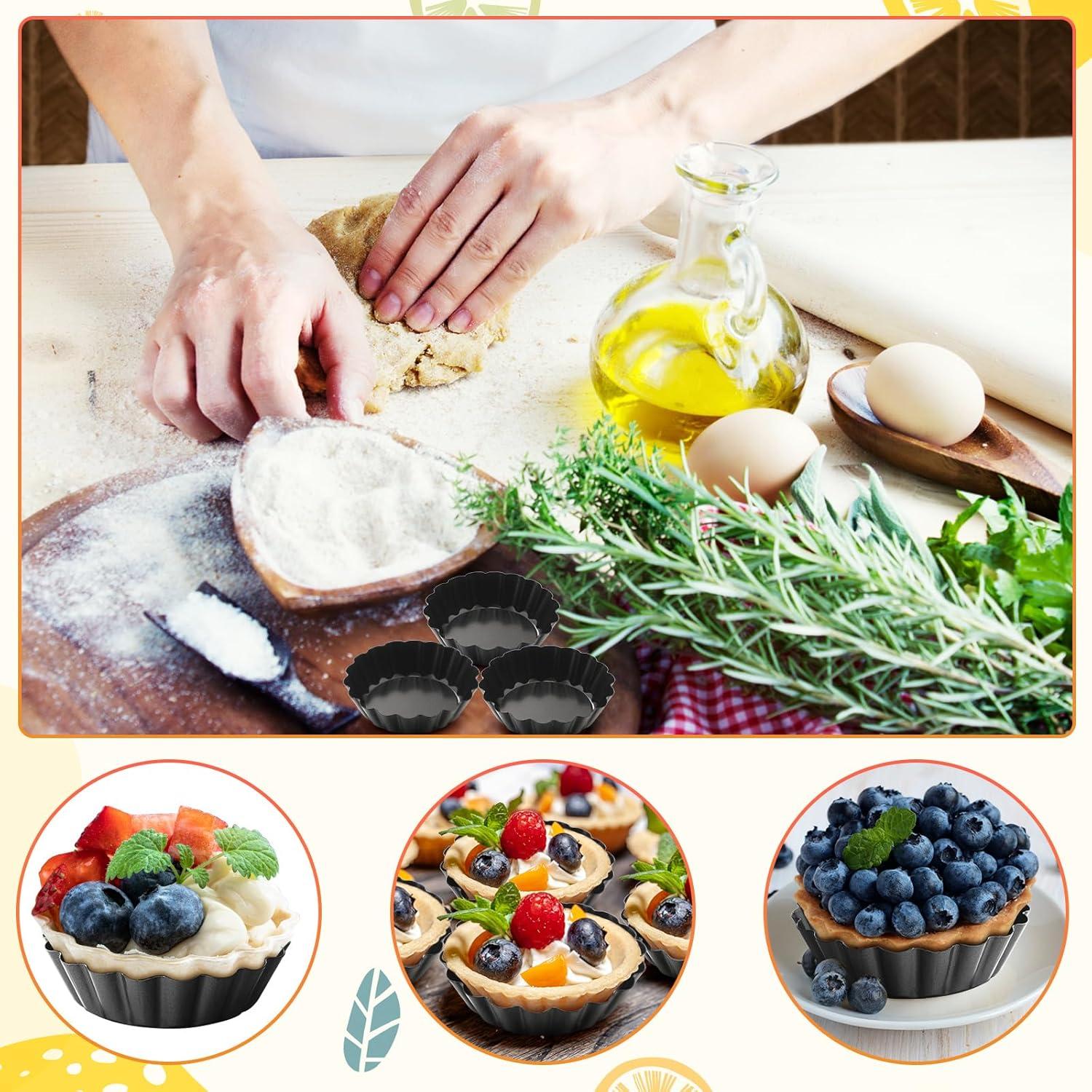 Moldes para Tartas Gejoy 32 Pcs 7,62 cm Acero Al Carbono