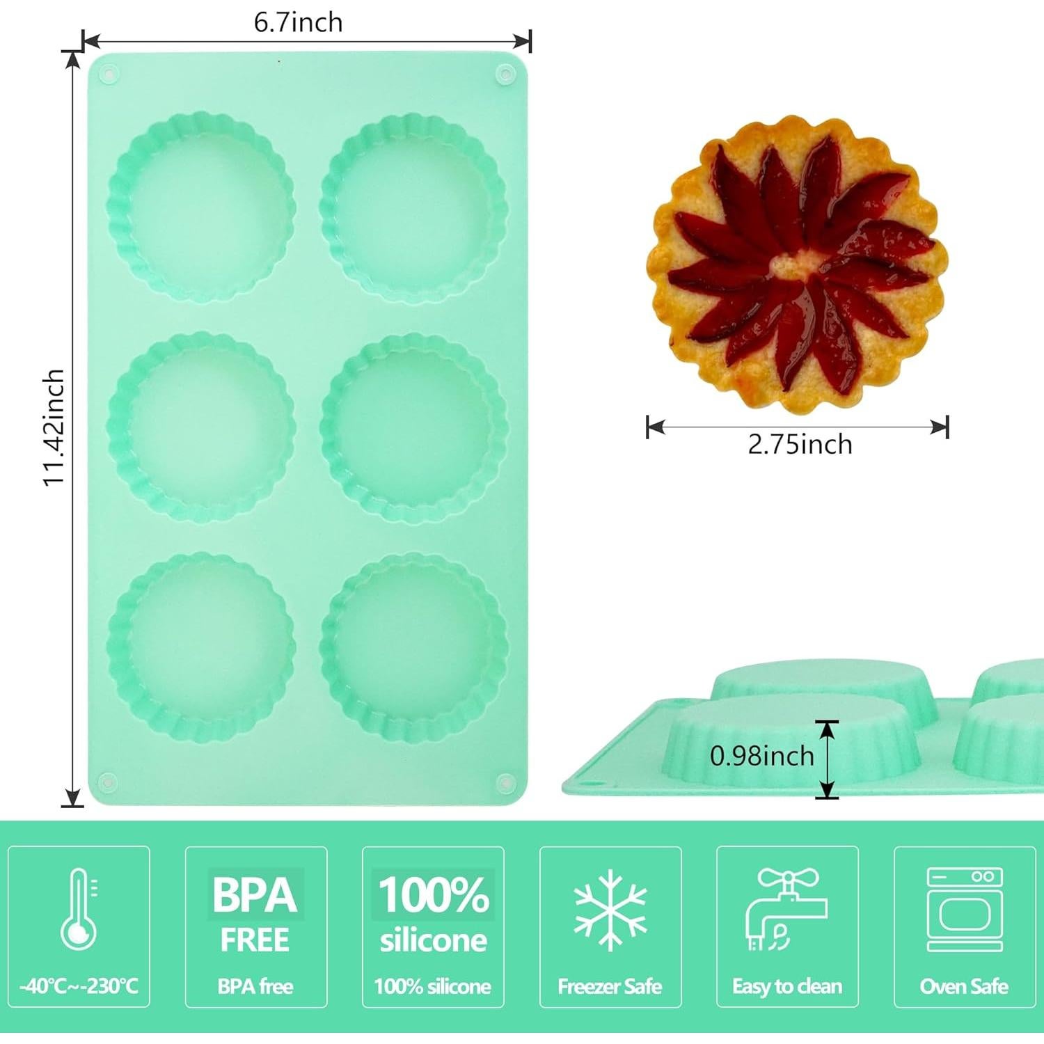 Paquete de 3 Moldes de Silicona Zorazio 6.9 cm Antiadherentes