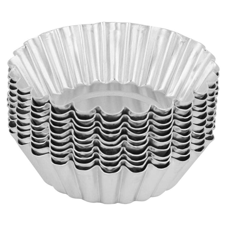 10 Moldes Redondos de Aluminio EBTOOLS para Tartas 7 cm