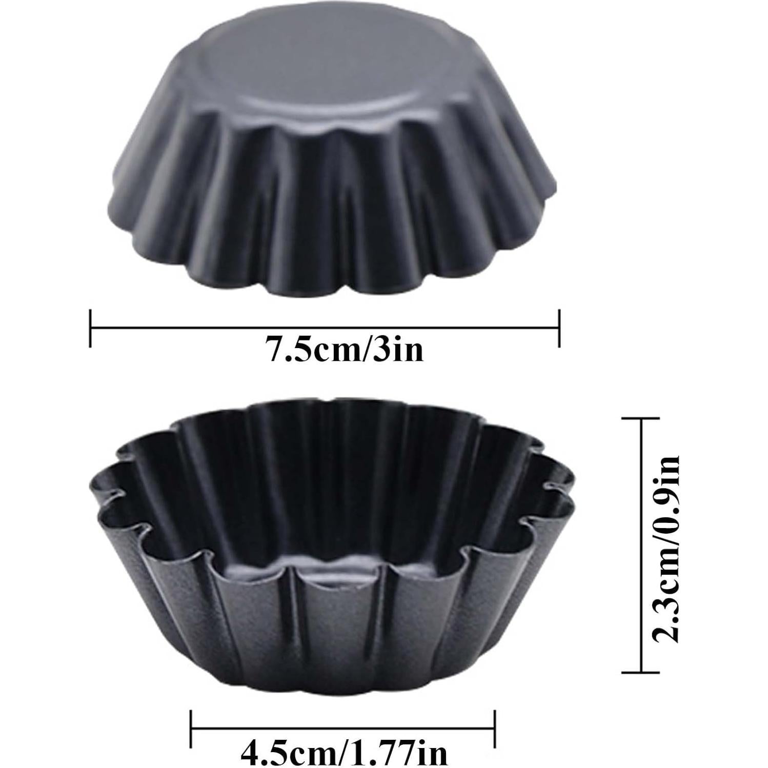 12 Moldes Redondos para Tartas de Huevo QJFCare 7.5cm Antiadherente