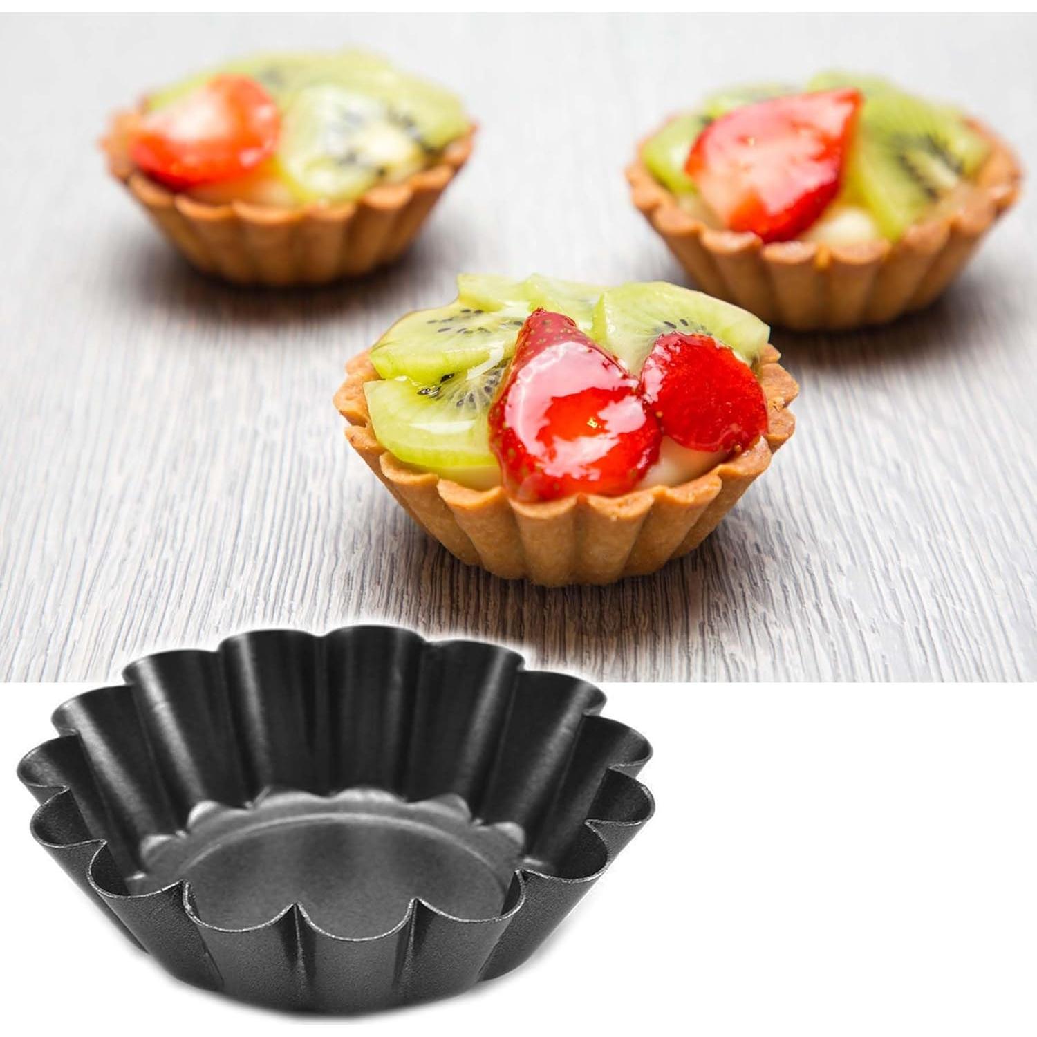 12 Moldes Redondos para Tartas de Huevo QJFCare 7.5cm Antiadherente