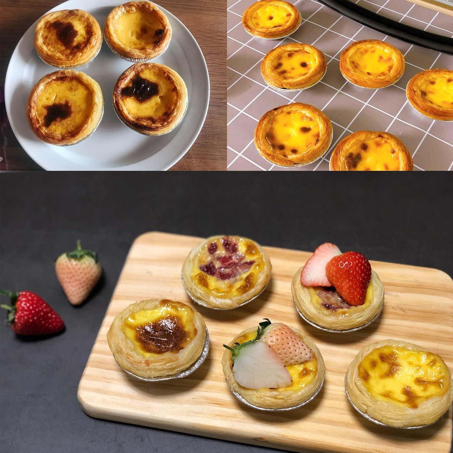 12 Moldes Redondos para Tartas de Huevo QJFCare 7.5cm Antiadherente