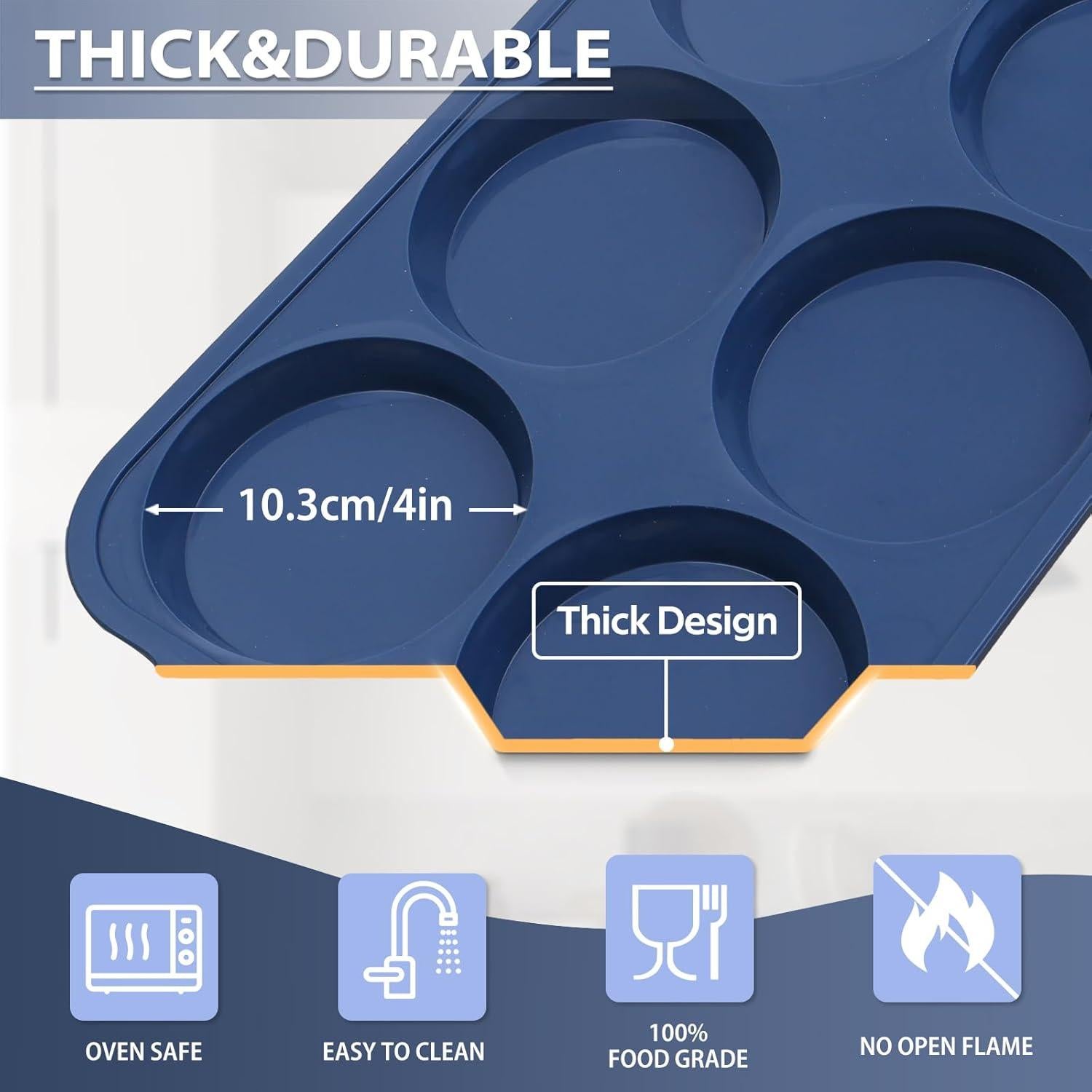 Molde de Silicona Jumbo Vnray para Muffin 6 Tazas 10 cm