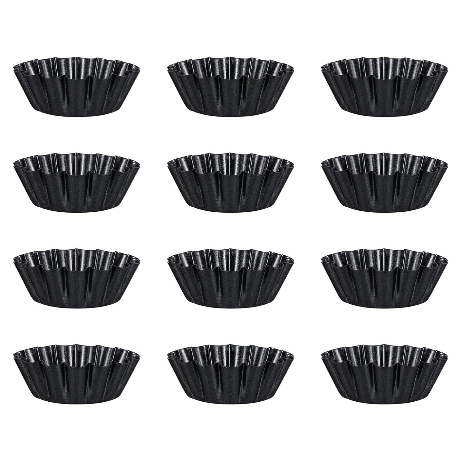 12 Moldes Mini para Tartas Healeved Antiadherentes 7,6 cm