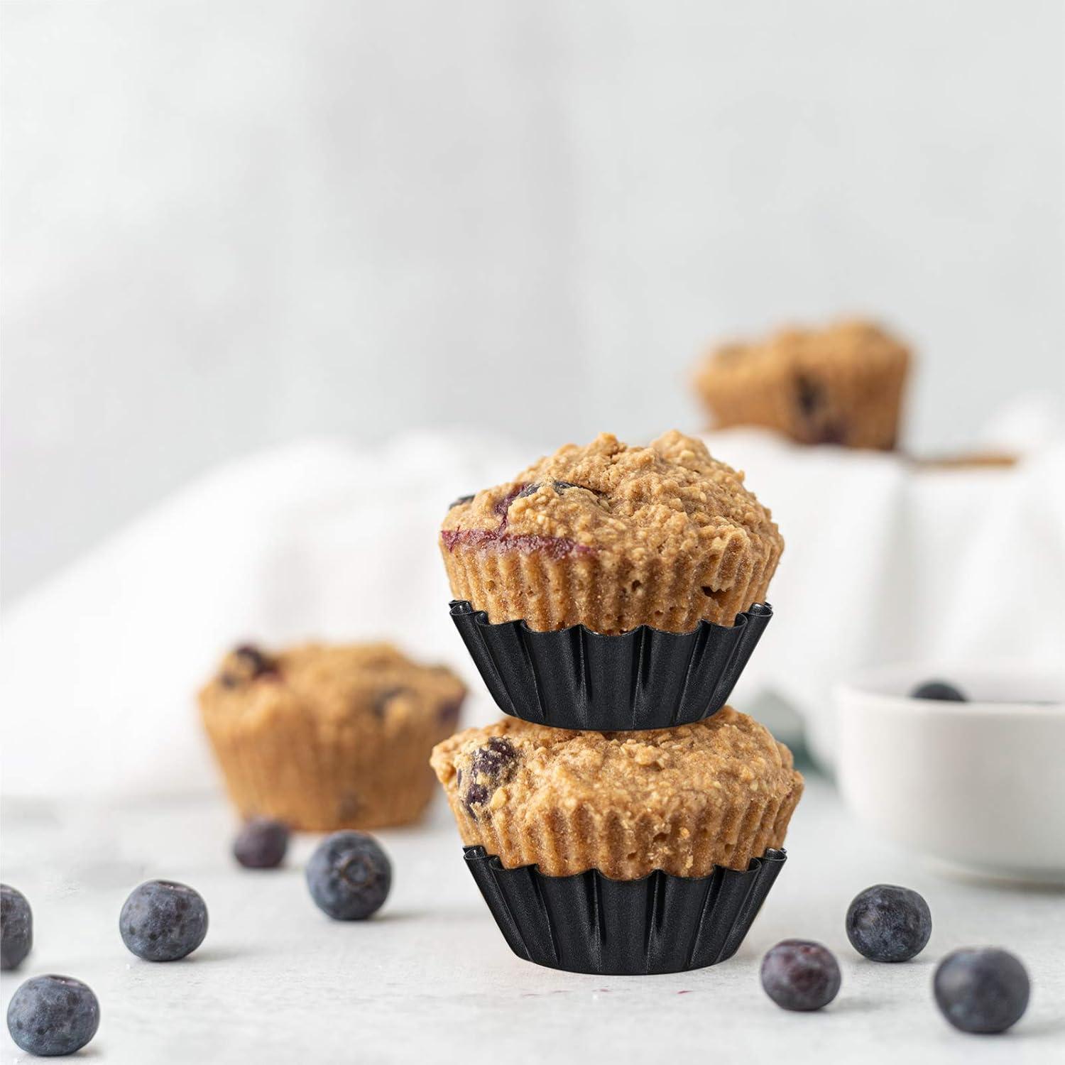 12 Moldes Mini para Tartas Healeved Antiadherentes 7,6 cm