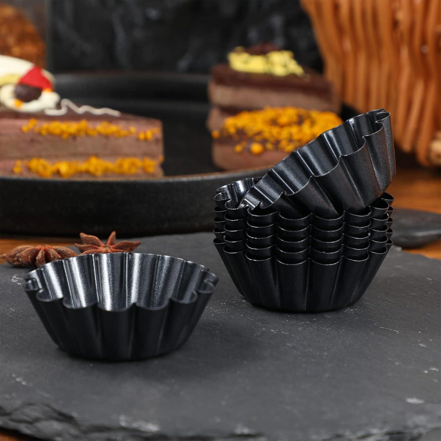 12 Moldes Mini para Tartas Healeved Antiadherentes 7,6 cm