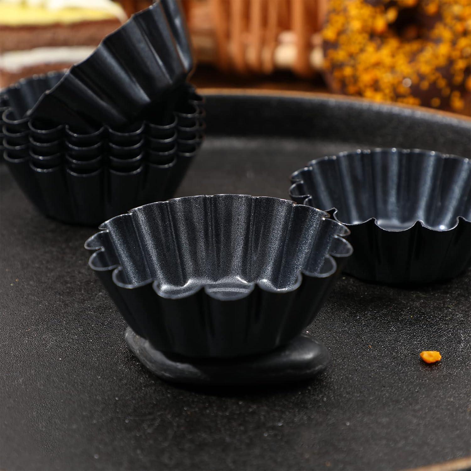 12 Moldes Mini para Tartas Healeved Antiadherentes 7,6 cm