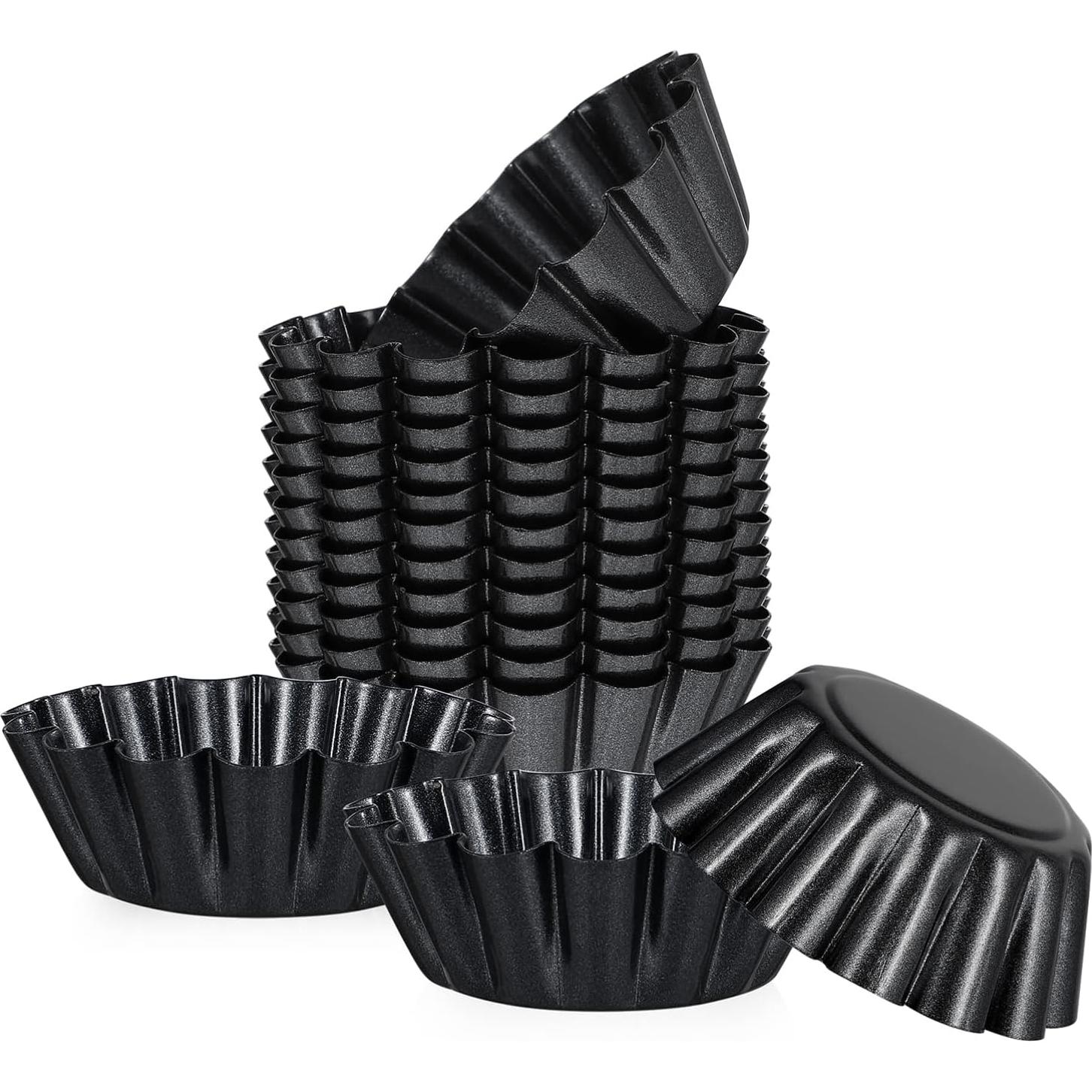 12 Moldes Mini para Tartas Healeved Antiadherentes 7,6 cm