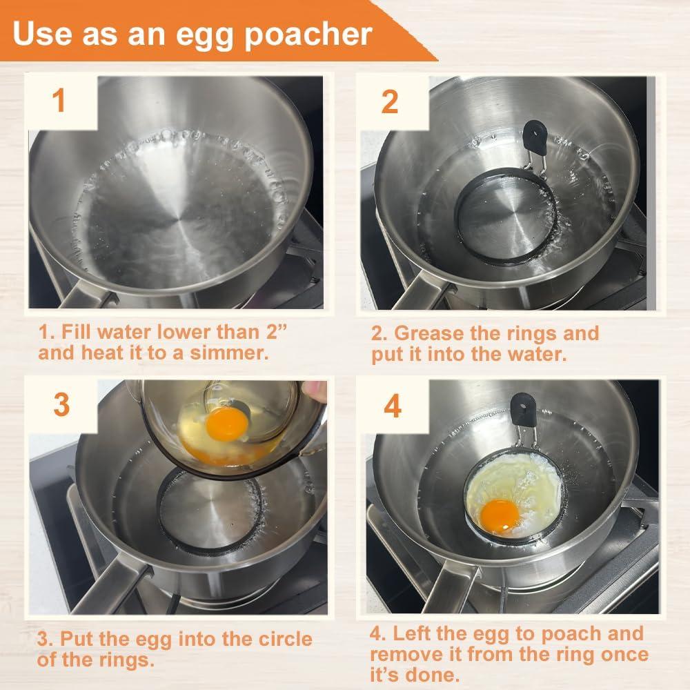 Juego de 4 Anillos Antiadherentes COTEY para Huevos 9 cm