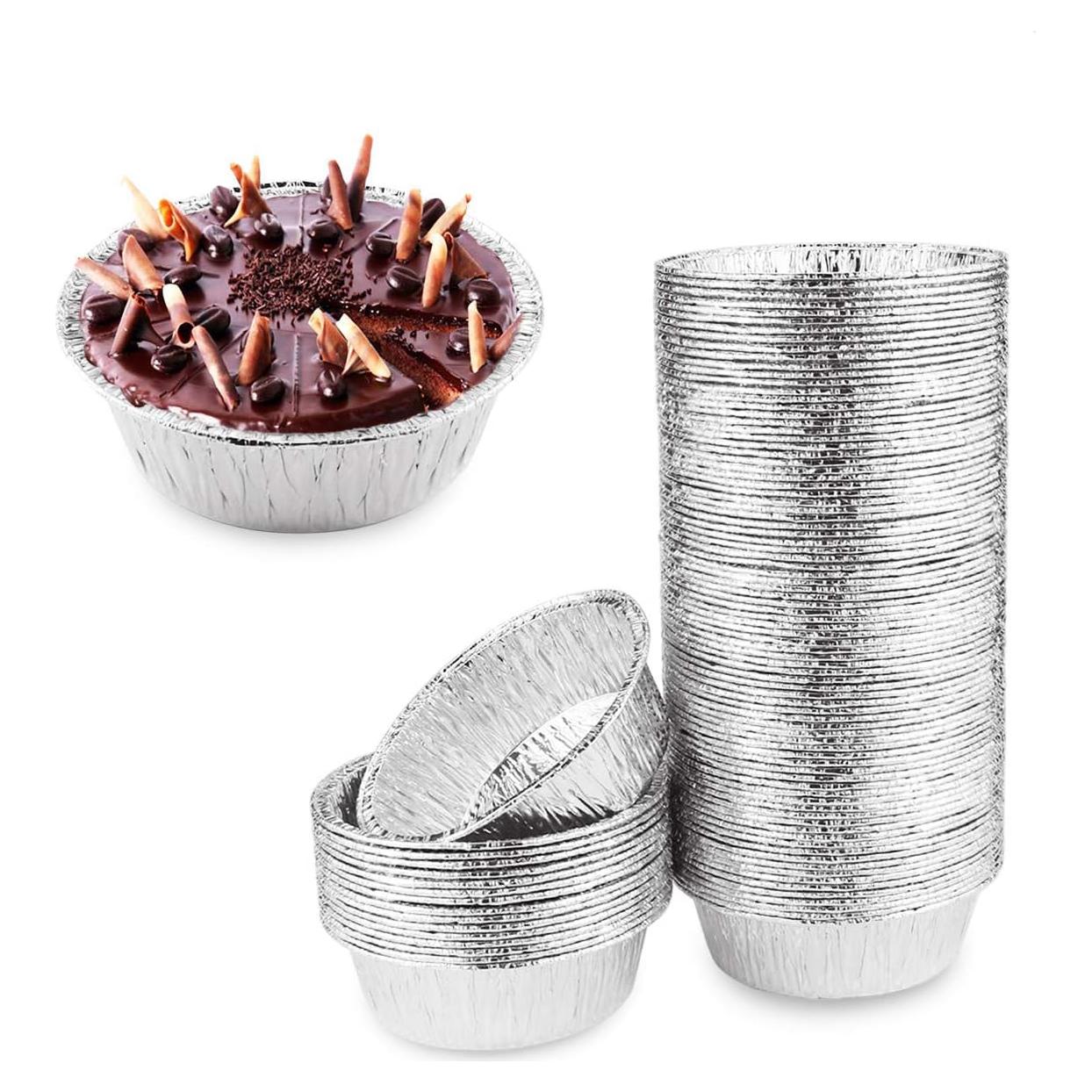 Paquete de 100 bandejas de tarta Oopsu 10,59 cm aluminio