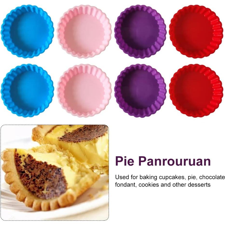 8 Moldes de Silicona para Tartas Mini Redondos 10.8 cm