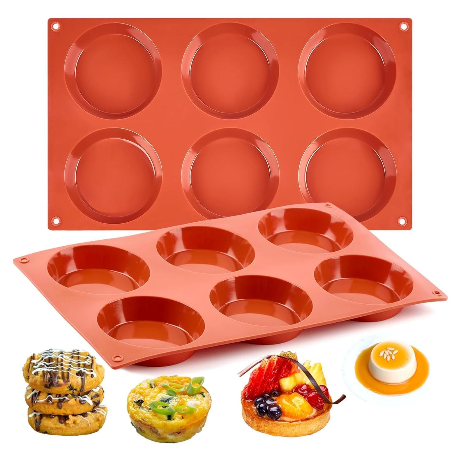 Moldes de Silicona para Muffin Ocmoiy 2 Piezas 6 Cavidades