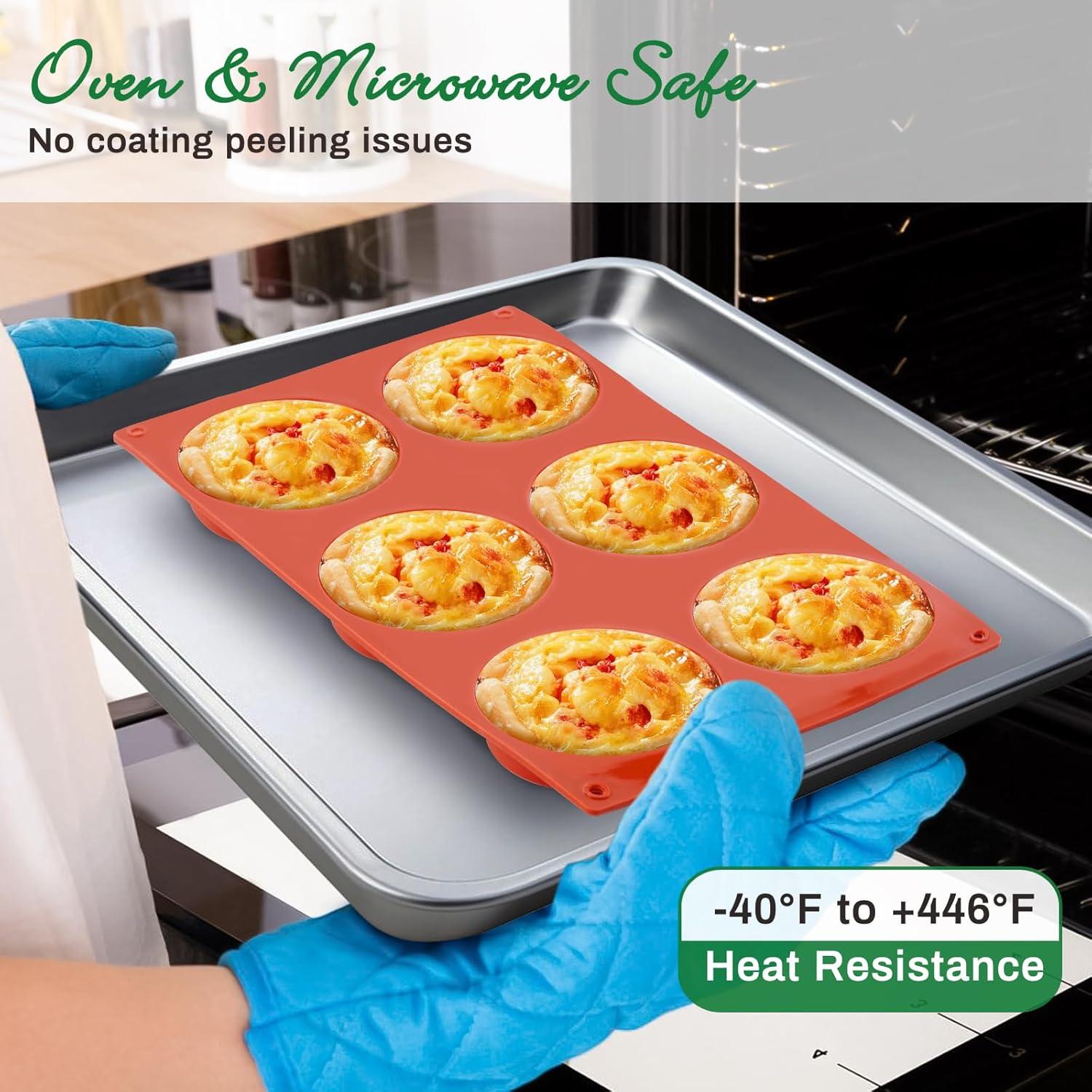 Moldes de Silicona para Muffin Ocmoiy 2 Piezas 6 Cavidades