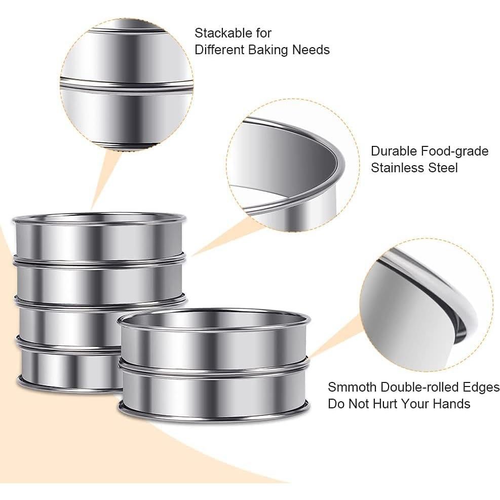 Anillos para Muffin Inglés 10.5 cm Acero Inoxidable 6 Piezas