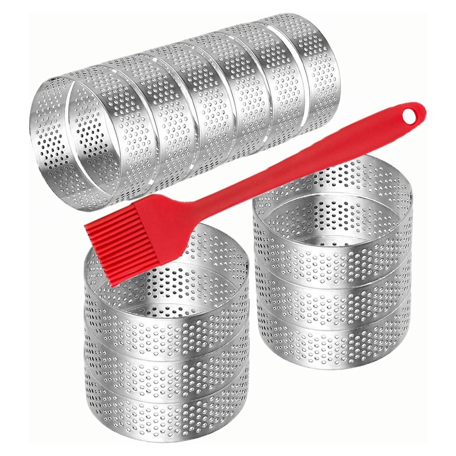 12 Anillos para Tartas Perforados DATANYA 8 cm Acero Inoxidable