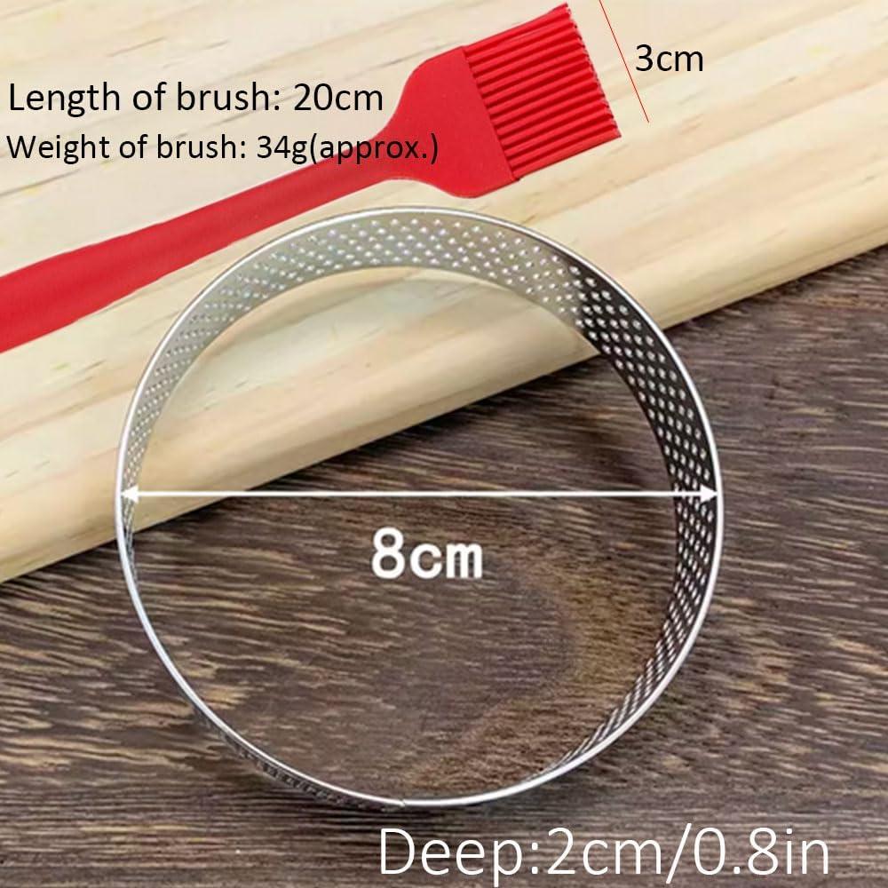 12 Anillos para Tartas Perforados DATANYA 8 cm Acero Inoxidable