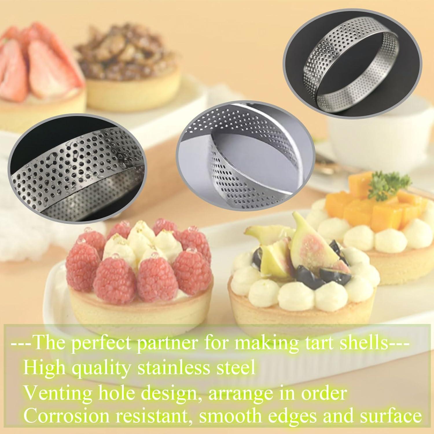 12 Anillos para Tartas Perforados DATANYA 8 cm Acero Inoxidable