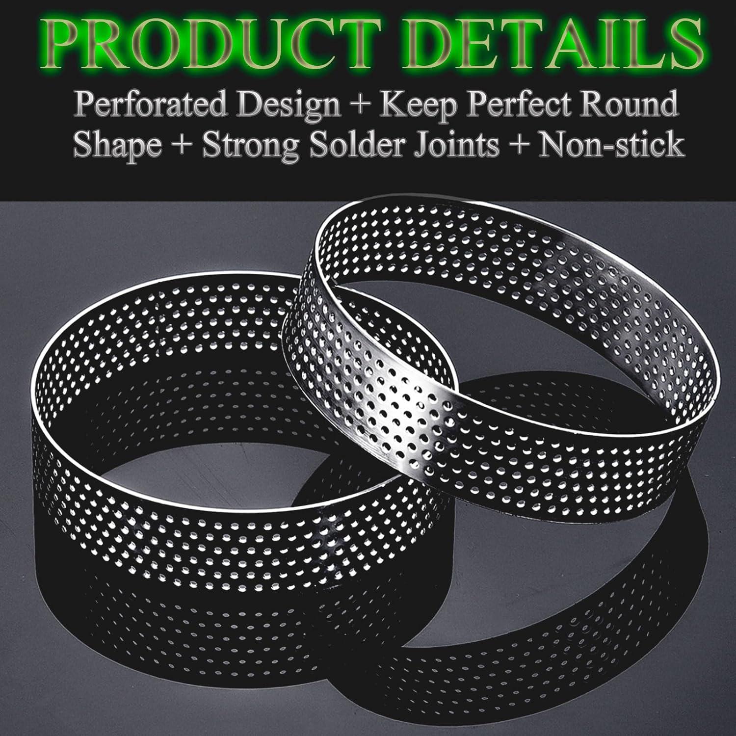 12 Anillos para Tartas Perforados DATANYA 8 cm Acero Inoxidable