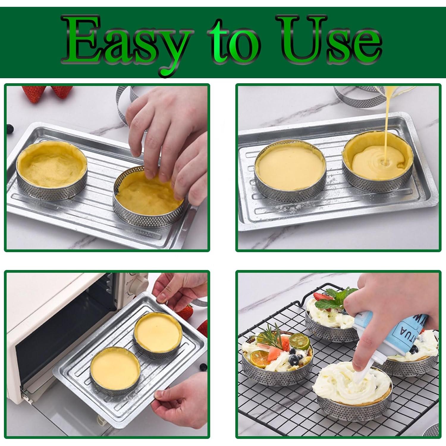 12 Anillos para Tartas Perforados DATANYA 8 cm Acero Inoxidable