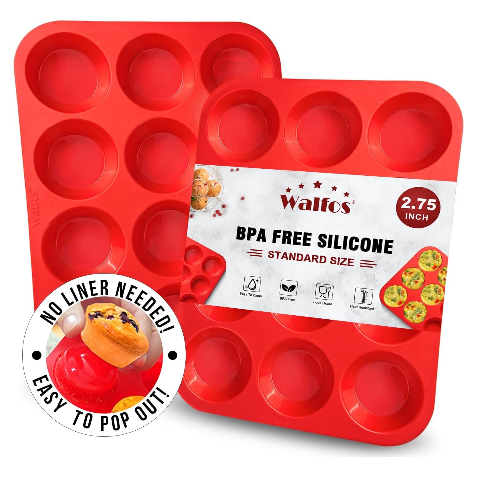 Molde de Silicona para Muffin Walfos - 12 Tazas Antiadherente