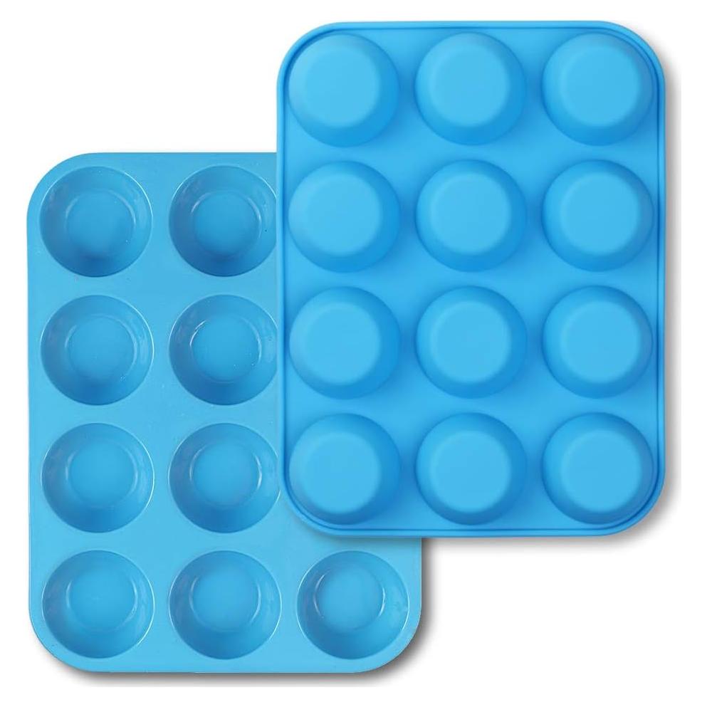 Molde para Muffin de Silicona homEdge 12 Tazas Azul