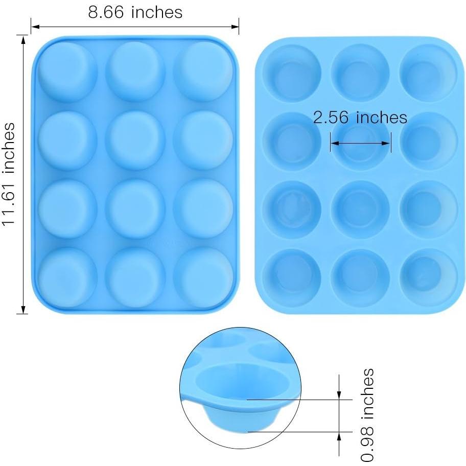 Molde para Muffin de Silicona homEdge 12 Tazas Azul