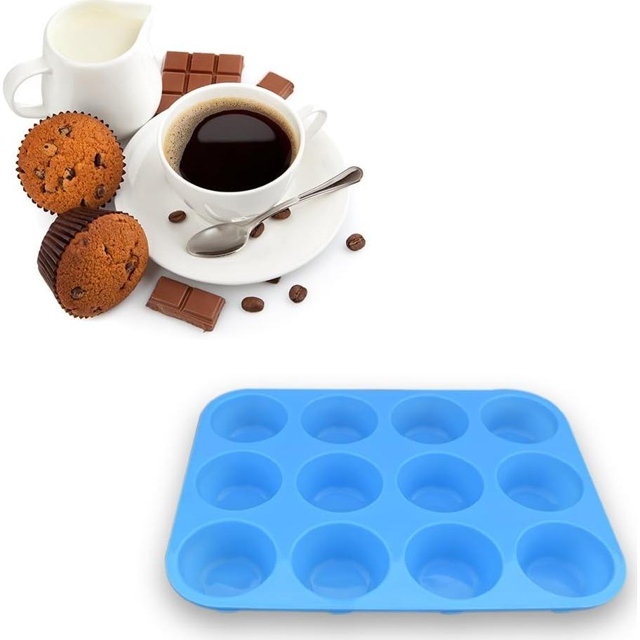 Molde para Muffin de Silicona homEdge 12 Tazas Azul